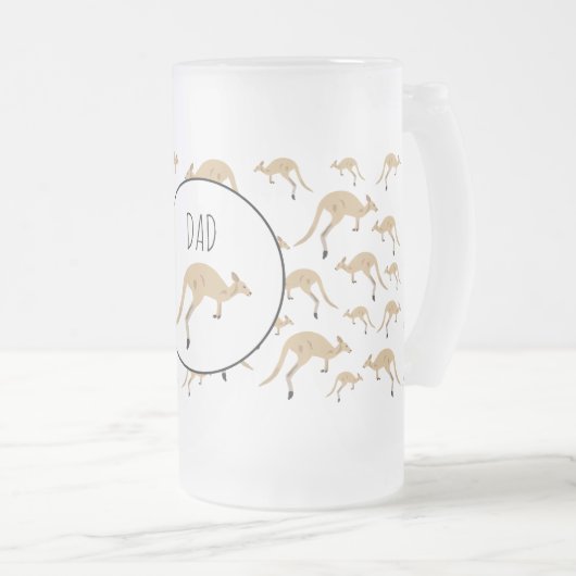 Douanenaam Cute Australian Kangaroo Pattern Matglas Bierpul (Voorkant rechts)