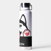 Douanenaam Cute Siberian Husky Waterfles (Achterkant)