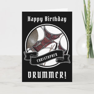 Douanenaam Drummer Birthday Kaart Drums Drumsticks