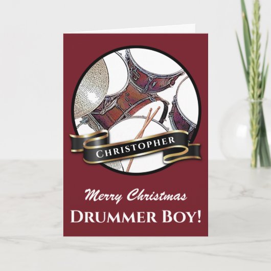 Douanenaam Drummer Kerstdrummer Kit Musician Kaart (Voorkant)