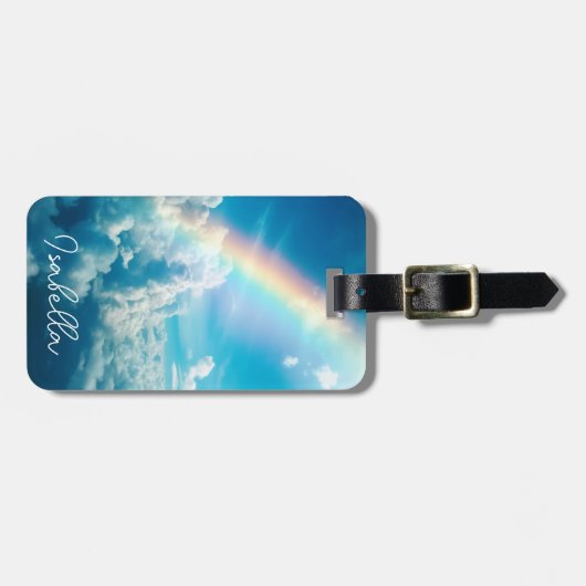 Douanenaam Esthetische Regenboog en Wolken Bagagelabel (Voorkant horizontaal)
