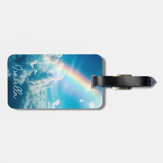 Douanenaam Esthetische Regenboog en Wolken Bagagelabel (Achterkant horizontaal)