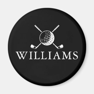 Douanenaam Golfbal En Clubs Zwart En Wit Magneet
