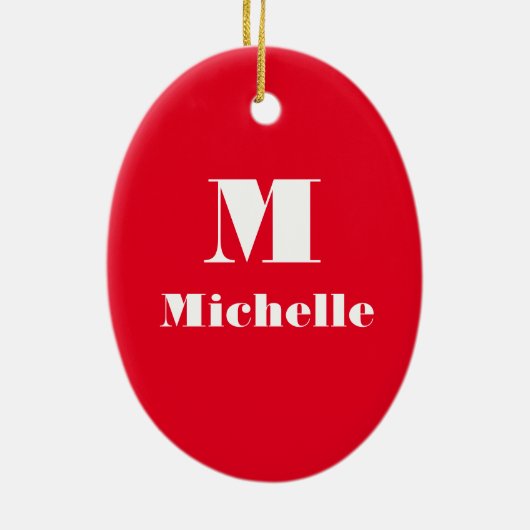 Douanenaam Initiaal Stevige Kleur Keramisch Ornament (Achterkant)