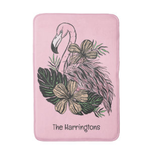 Douanenaam & Kleur Roze Flamingo Badmat