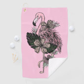 Douanenaam & Kleur Roze Flamingo Golfhanddoek (Insitu)