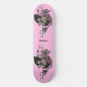 Douanenaam & Kleur Roze Flamingo Skateboard