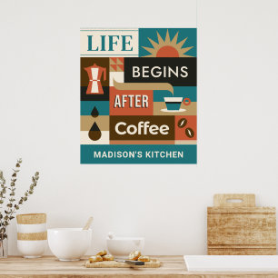 Douanenaam Kleurrijke Koffiecitaten Poster