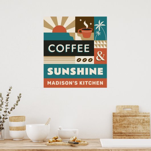 Douanenaam Kleurrijke Koffiecitaten Poster (Keuken)