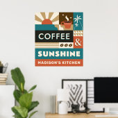 Douanenaam Kleurrijke Koffiecitaten Poster (Thuiskantoor)