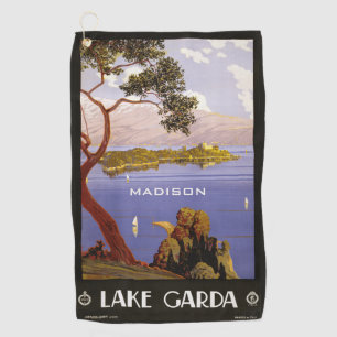 Douanenaam Lake Garda Italy Vintage Travel Golfhanddoek