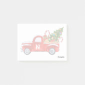 Douanenaam Monogram Rode  Vrachtwagen Kerstmis Post-it® Notes (Voorkant)