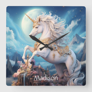 Douanenaam Mooie Eenhoorn Vierkante Klok