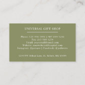 Douanenaam Mos Sage Olijfgroen Wit Monogram Visitekaartje (Achterkant)