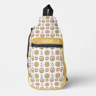 Douanenaam Nautisch Patroon Sling Bag