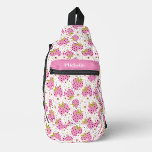 Douanenaam Roze Aardbeien Patroon Sling Bag