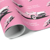 Douanenaam Roze Klassieke Auto Cadeaupapier (Rol Hoek)