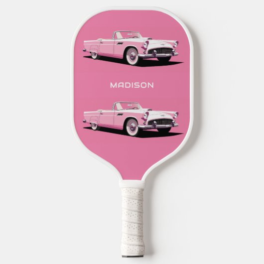 Douanenaam Roze Klassieke Auto Pickleball Paddle (Voorkant)