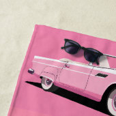 Douanenaam Roze Klassieke Auto Strandlaken (In situ)