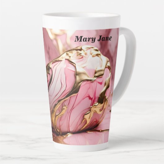 Douanenaam Roze Marmer & Gouden Latte Mok (Rechterhoek)