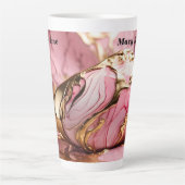 Douanenaam Roze Marmer & Gouden Latte Mok (Voorkant)