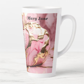 Douanenaam Roze Marmer & Gouden Latte Mok