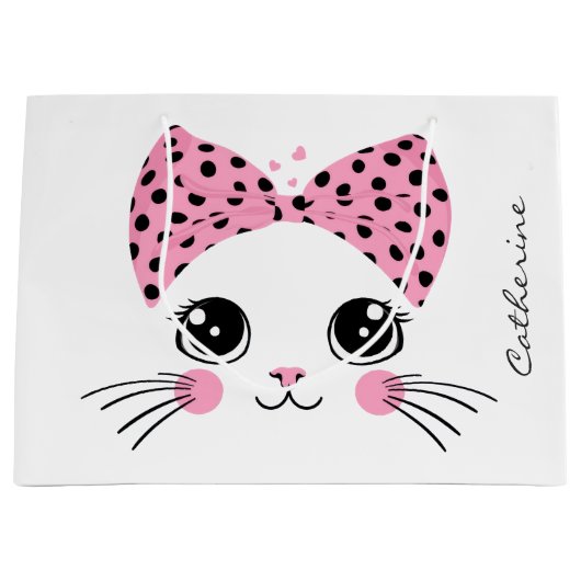 Douanenaam Schattige Kattengezicht Groot Cadeauzakje (Voorkant)