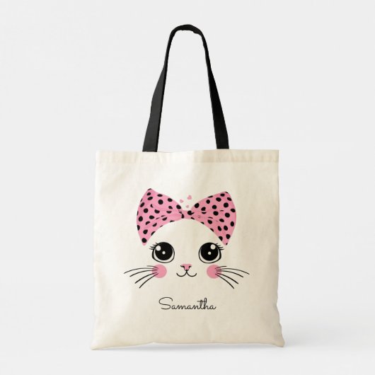 Douanenaam Schattige Kattengezicht Tote Bag (Achterkant)