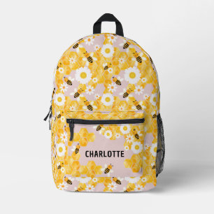 Douanenaam Schattigee Bumble Bees Honeycomb School Bedrukte Rugzak