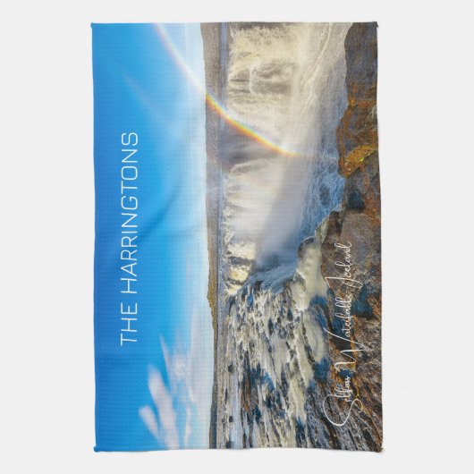 Douanenaam Selfoss Waterfall, IJsland Theedoek (Verticaal)