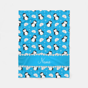 Douanenaam sky blue pinguins igloos sneeuwvlokken fleece deken
