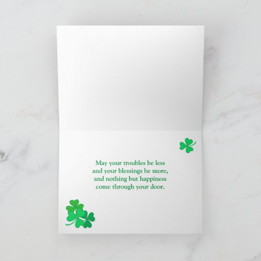 Douanenaam St Patrick's Leprechaun Shamrocks Card Feestdagen Kaart (Binnen)