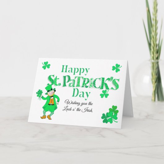 Douanenaam St Patrick's Leprechaun Shamrocks Card Feestdagen Kaart (Voorkant)