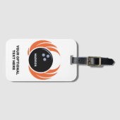 Douanenaam & Tekst Bowling Bal met Vlammen Bagagelabel (Voorkant (horizontaal))