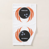 Douanenaam & Tekst Bowling Bal met Vlammen Handdoek (Handdoek)