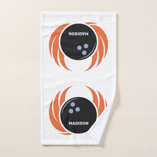 Douanenaam & Tekst Bowling Bal met Vlammen Handdoek (Handdoek)