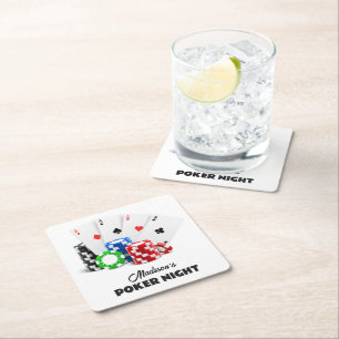 Douanenaam & Tekstpook/Casino Vierkante Kartonnen Onderzetter