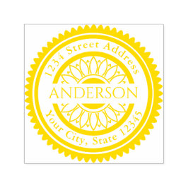 Douanenaam Zonnebloem Rond Terugkeeradres Zelfinktende Stempel