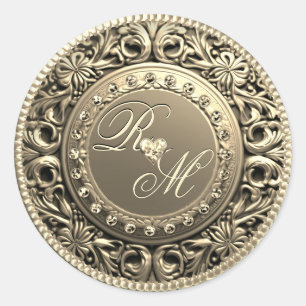 Douaneparen Monogram Gouden verbinding Ronde Sticker