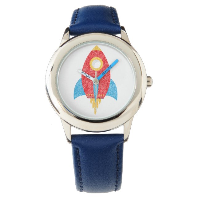 DOUANESCHALKBOARD ROCKET SHIP WATCH HORLOGE (Voorkant)
