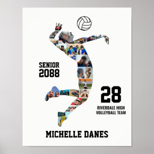 Douanevolleybalspeler Aangepaste sportfoto-collage Poster