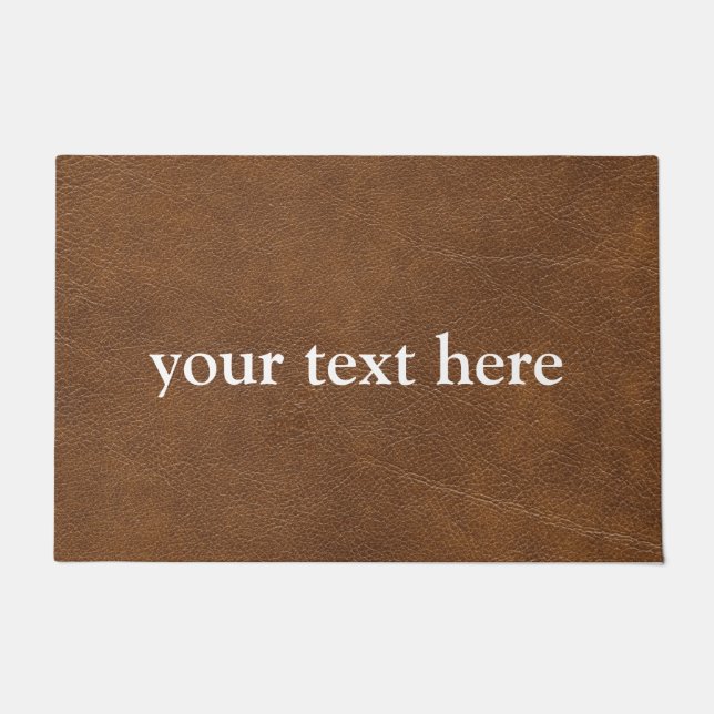 DOUANNAAM MODERN BROWN LEATHER DEUR MAT (Voorkant)