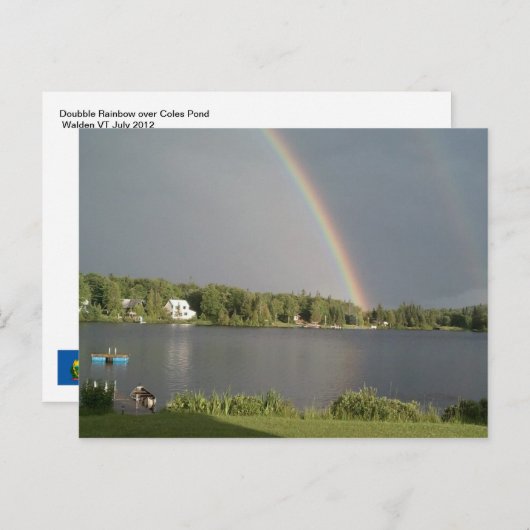 Doubble Rainbow over Coles Pond Walden VT 20 juli Briefkaart (Voorkant / Achterkant)
