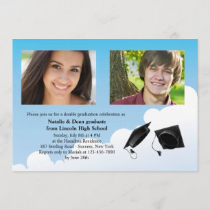 Double Afstuderen Pet Toss Photo Invitation Kaart