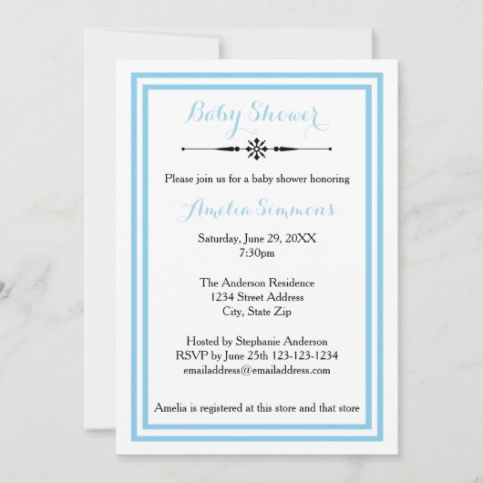 Double Ajustement Bleu - Invitation Baby shower 5x (Devant)