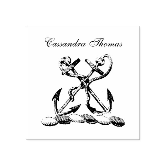 Double Anchor Heraldic Crest Emblem Faux Gold Rubberstempel (Afrduk)