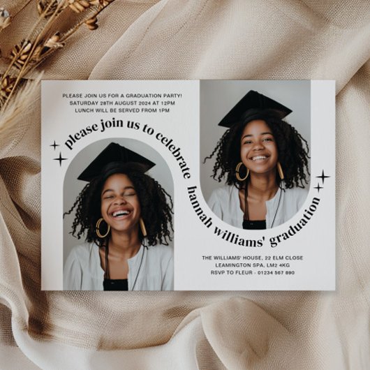 Double Arc Photo Girl Graduation Invitation
