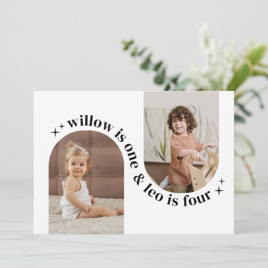 Double Arc Photo Invitation conjointe Anniversaire (Debout devant)