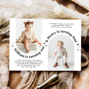 Double Arc Photo Invitation conjointe Anniversaire
