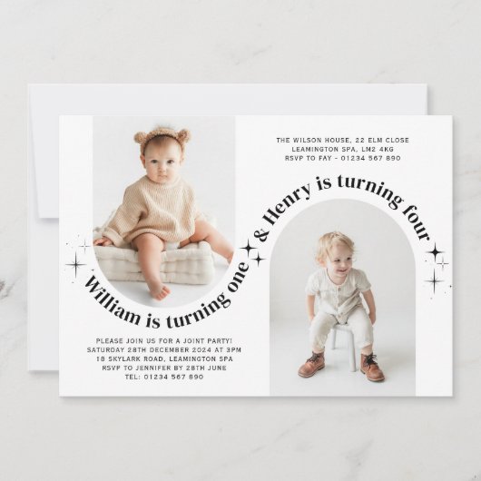 Double Arc Photo Invitation conjointe Anniversaire (Devant)